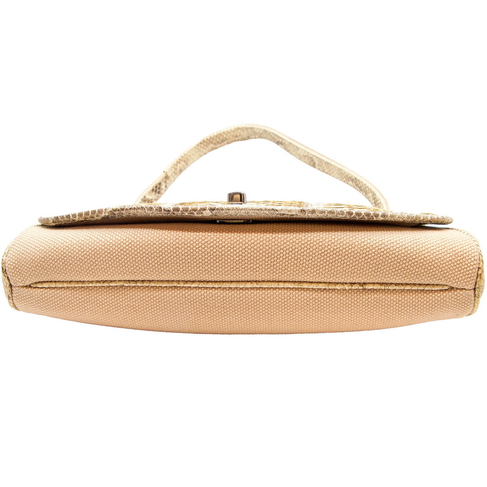 Chanel Handbag Python Canvas Brown - image 7